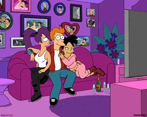 Fry, Leela and Amy on a Couch by !iMmOrTaL!