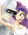 Hug: Leela and Bender by Melanie Gracey