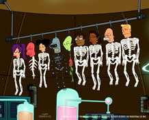 Futurama episode 6acv01: Rebirth (Crew Skeletons)