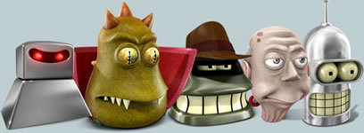 Futurama 3D faces icons by PixelPirate