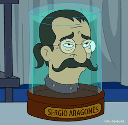 Sergio Aragonés head-in-a-jar from "6acv11 - Lrrreconcilable Ndndifferences"