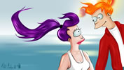Leela and Fry (Shippy Wallpaper) by MissFuturama