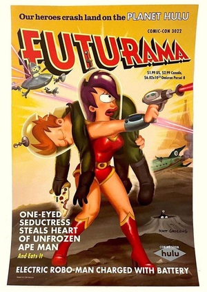 Futurama official retro poster - Fry and Leela - Hulu 2023